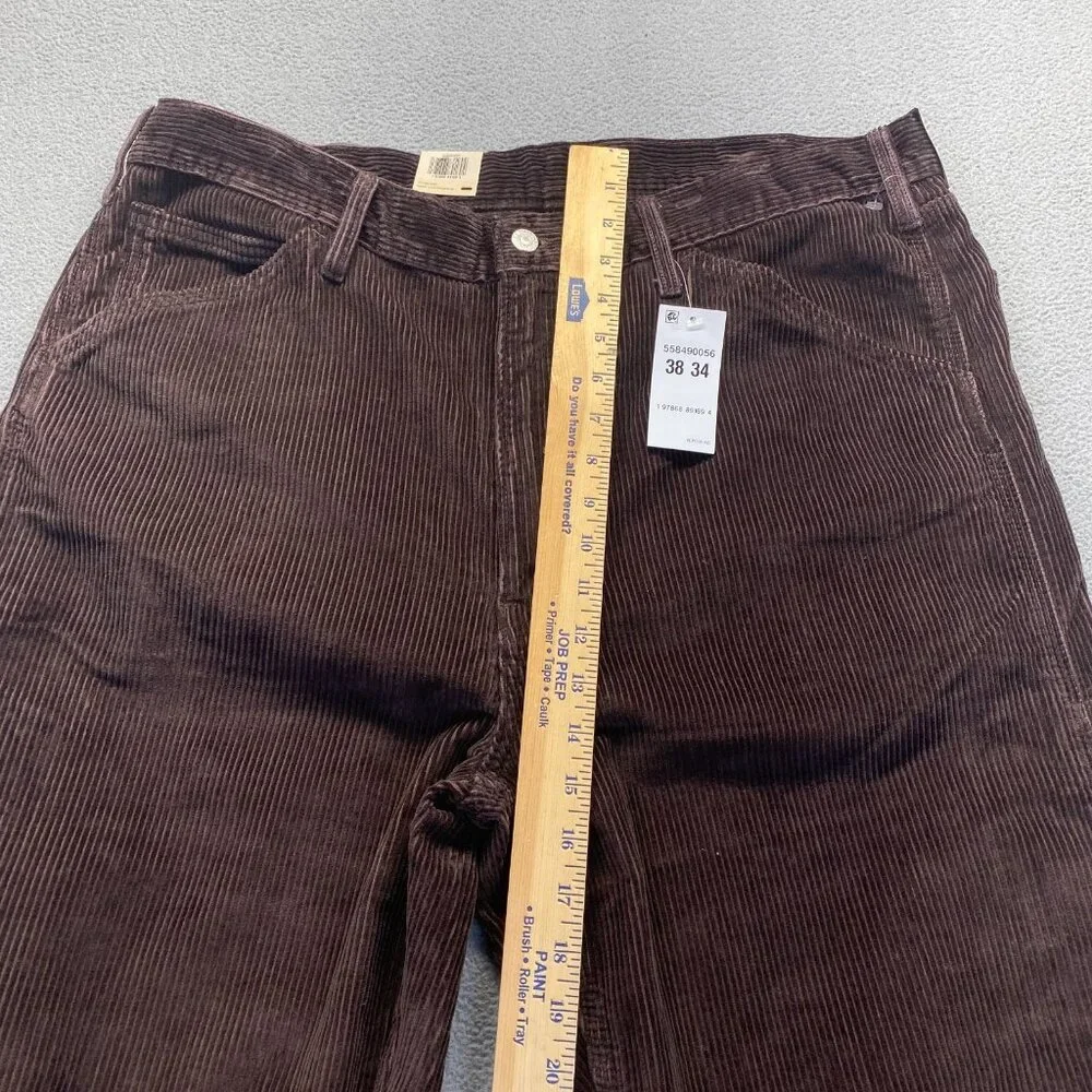 Levis 568 Loose Straight Carpenter Pants Brown Corduroy‎ Workwear Size 38x34